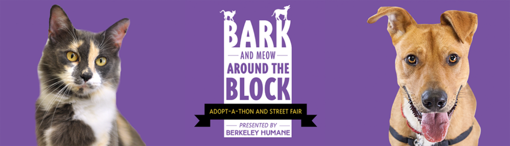 Bark (& Meow) Around the Block logo with dog and cat