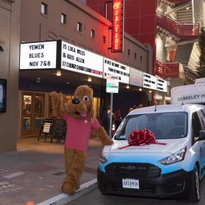 x Berkeley Humane volunteer Mark Bluestein infront of Freight & Salvage