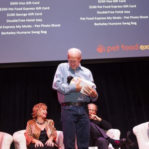 x The winner of Best in Show Fred Brill with Isabel Allende and Michael Krasney